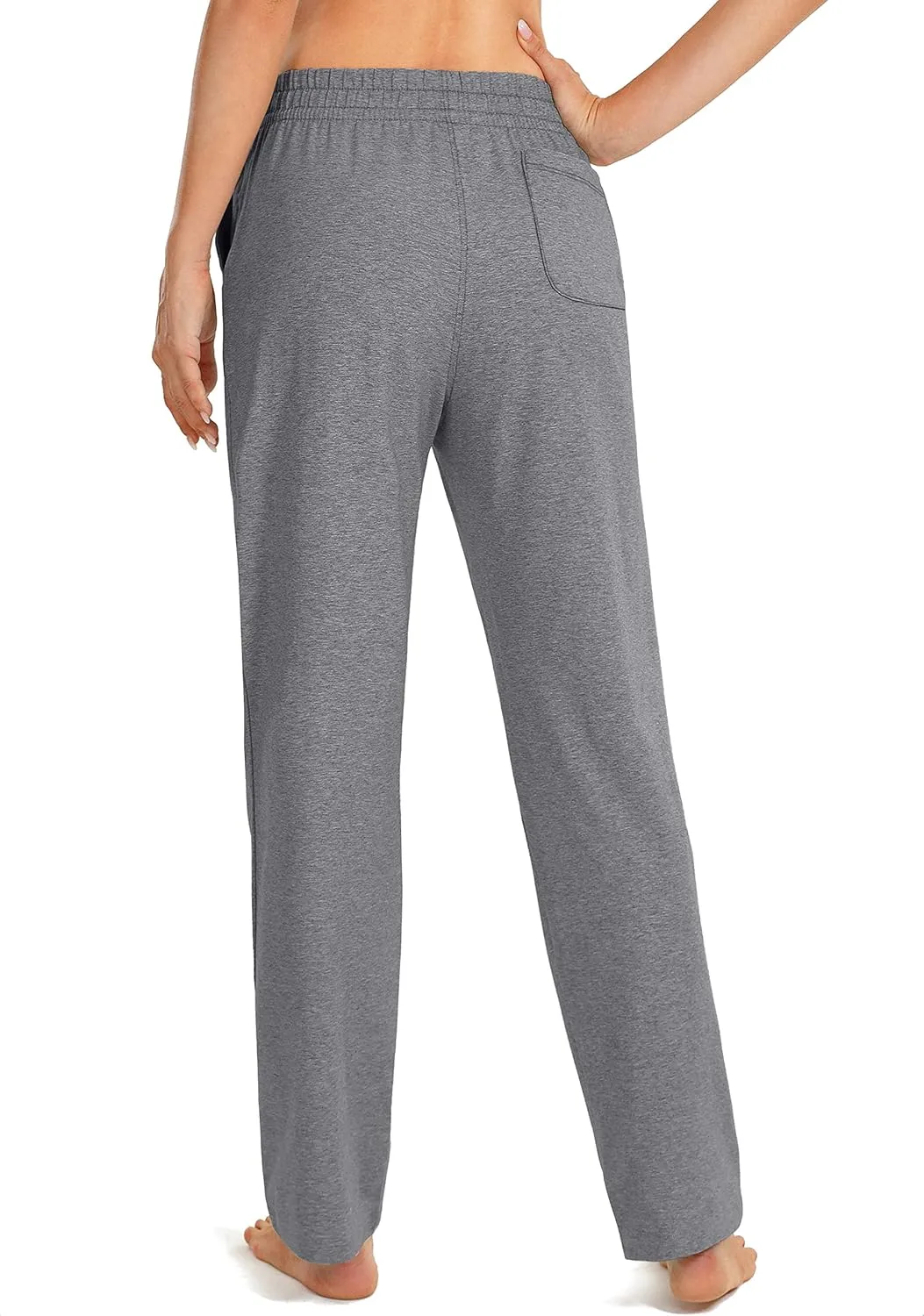SANTINY Women's Cotton Sweatpants Yoga Lounge Casual Pants Open Bottom Sweat Pants for Women with Pockets