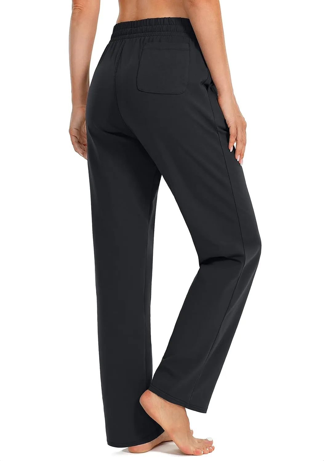 SANTINY Women's Cotton Sweatpants Yoga Lounge Casual Pants Open Bottom Sweat Pants for Women with Pockets