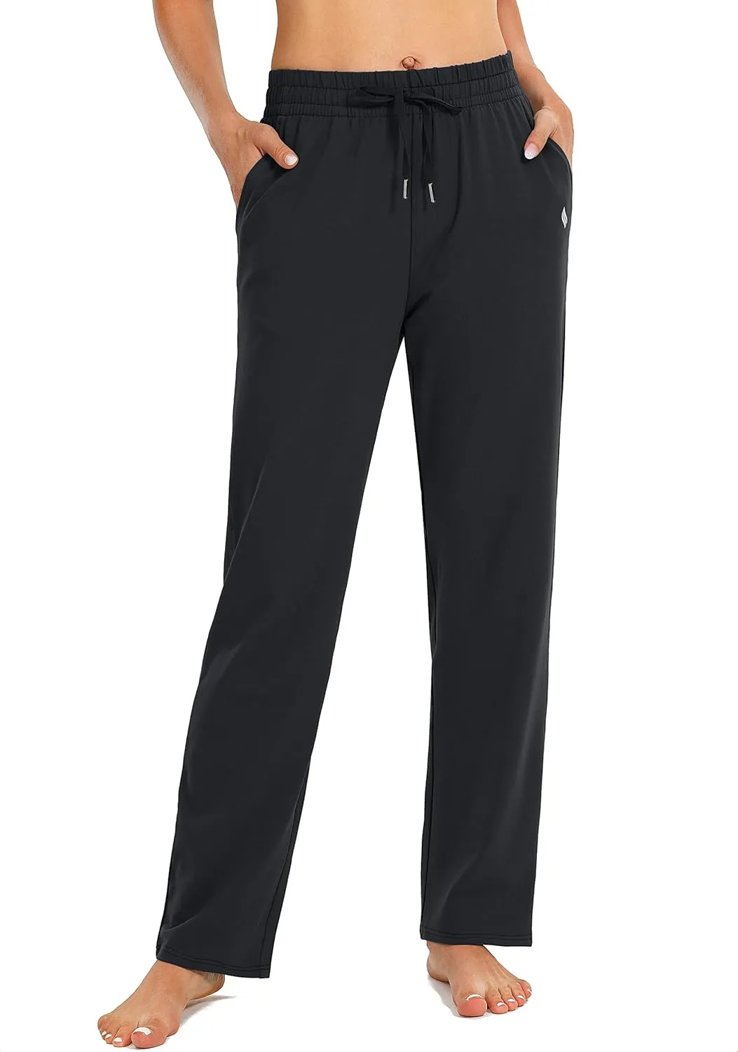 SANTINY Women's Cotton Sweatpants Yoga Lounge Casual Pants Open Bottom Sweat Pants for Women with Pockets
