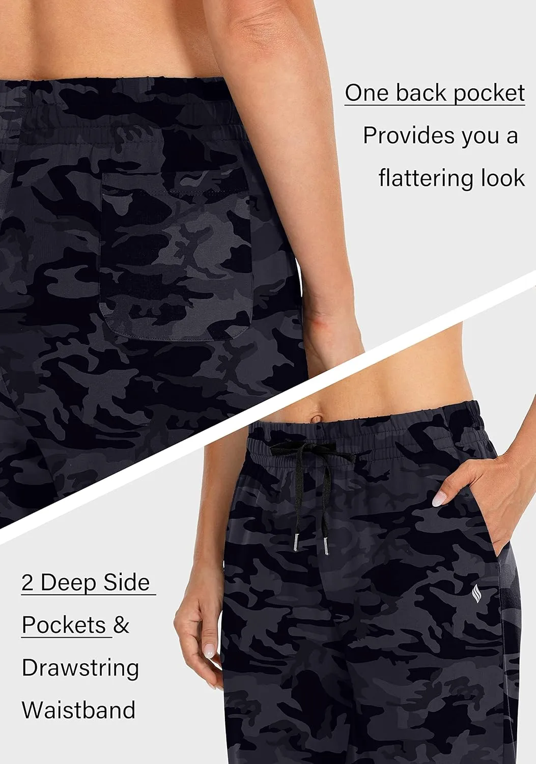 SANTINY Women's Cotton Sweatpants Yoga Lounge Casual Pants Open Bottom Sweat Pants for Women with Pockets