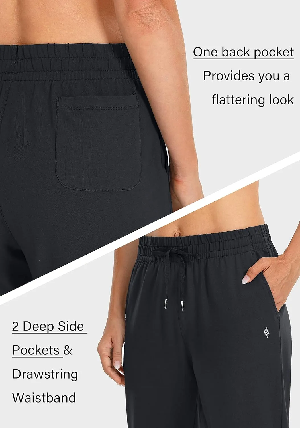 SANTINY Women's Cotton Sweatpants Yoga Lounge Casual Pants Open Bottom Sweat Pants for Women with Pockets