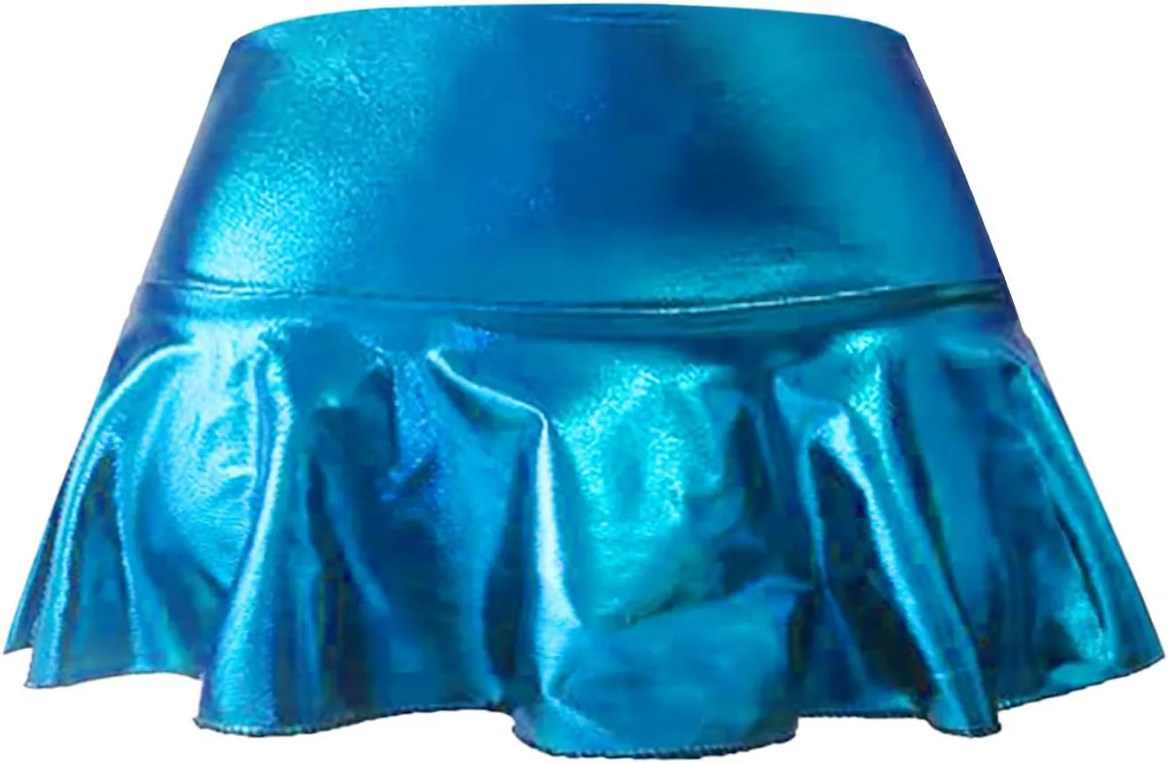 Short Mini Skirts for Women Trendy High Waisted Leather Pleated Solid Ruffle Skirt Sparkly Skirt for Women