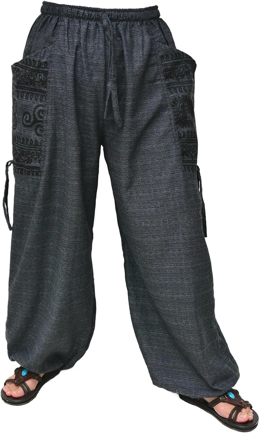 Siamrose Casual Baggy Yoga Lounge Harem Pants Women Men with Adjustable Length 2 Big Pockets