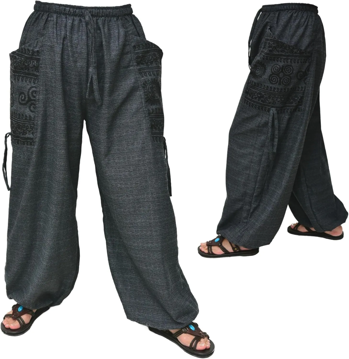 Siamrose Casual Baggy Yoga Lounge Harem Pants Women Men with Adjustable Length 2 Big Pockets