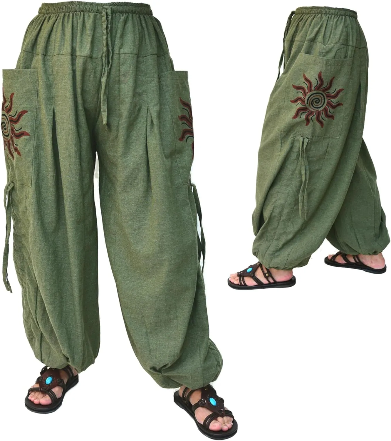 Siamrose Casual Yoga Harem Pants Men Women Baggy Lounge Trousers Adjustable Length 2 Pockets