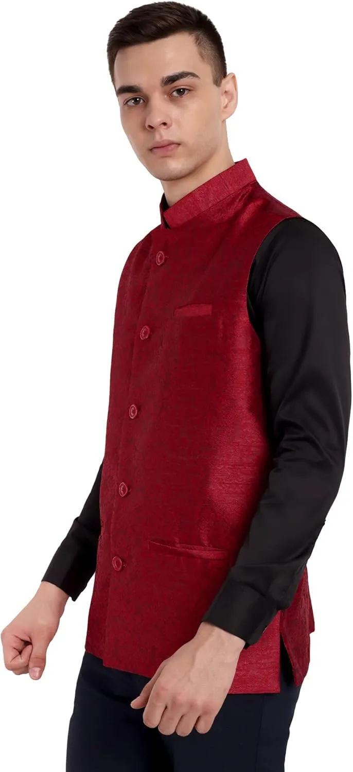 SKAVIJ Men's Nehru Jacket Waistcoat for Wedding Party and Festivals