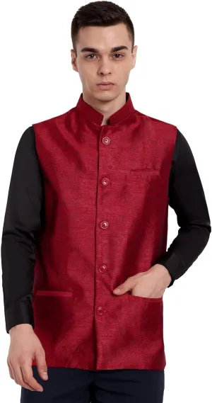 SKAVIJ Men's Nehru Jacket Waistcoat for Wedding Party and Festivals