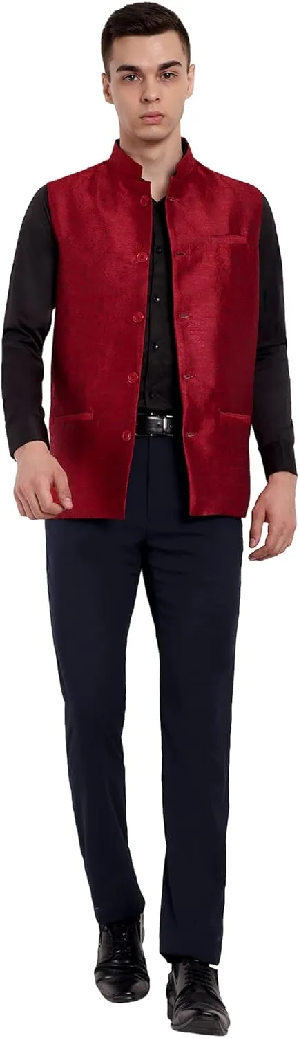 SKAVIJ Men's Nehru Jacket Waistcoat for Wedding Party and Festivals