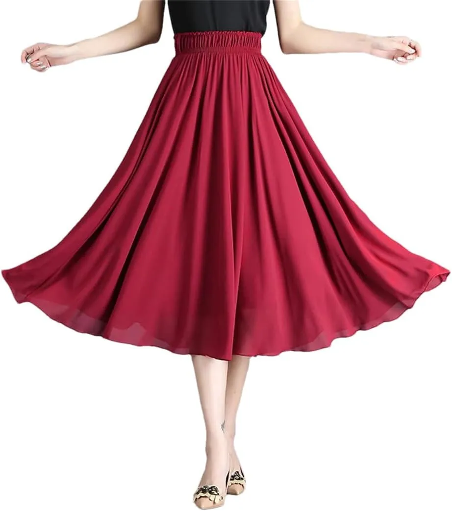 Skirts for Women Midi Pleated Skirt Women Long A-Line Skirt High Waist Skirts