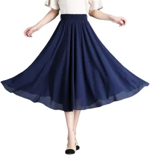 Skirts for Women Midi Pleated Skirt Women Long A-Line Skirt High Waist Skirts