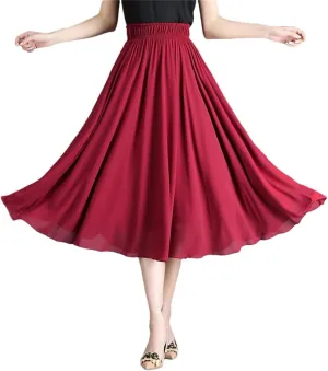 Skirts for Women Midi Pleated Skirt Women Long A-Line Skirt High Waist Skirts