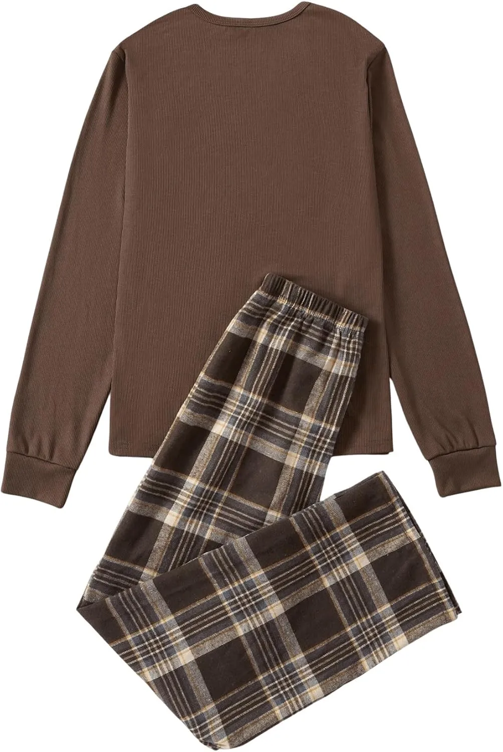 SOLY HUX Pajama Sets for Women 2 Piece Plaid Sleepwear Long Sleeve Tee and Pants Loungewear