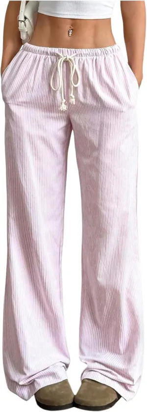 SOLY HUX Women's Drawstring Straight Leg Baggy Pants Casual Lounge Pants Trousers with Pocket