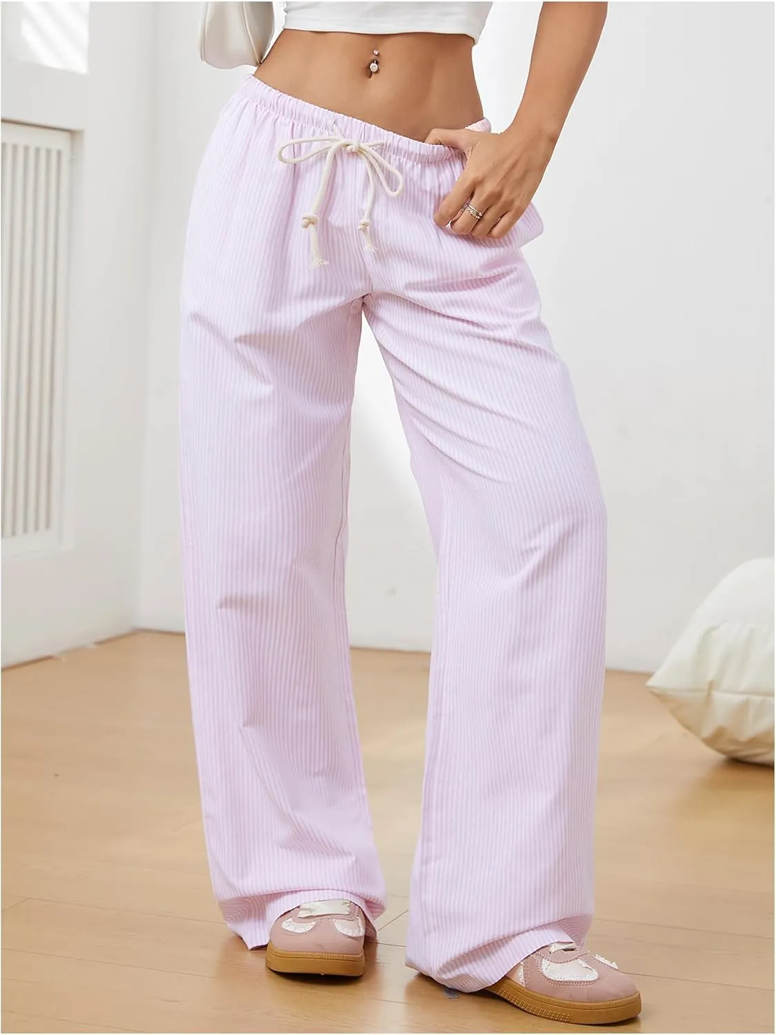 SOLY HUX Women's Drawstring Straight Leg Baggy Pants Casual Lounge Pants Trousers with Pocket