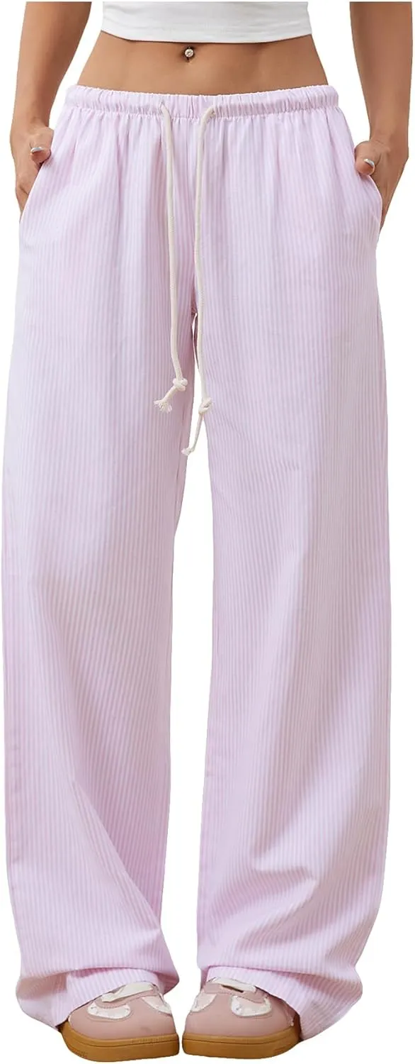 SOLY HUX Women's Drawstring Straight Leg Baggy Pants Casual Lounge Pants Trousers with Pocket