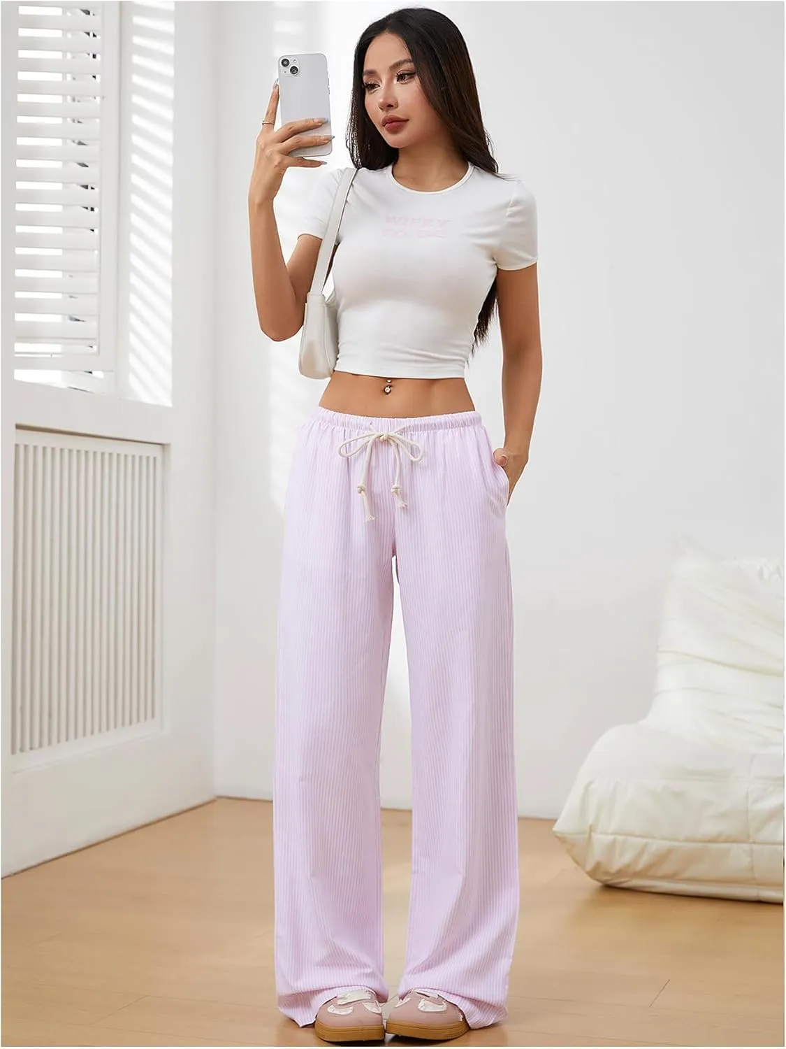 SOLY HUX Women's Drawstring Straight Leg Baggy Pants Casual Lounge Pants Trousers with Pocket