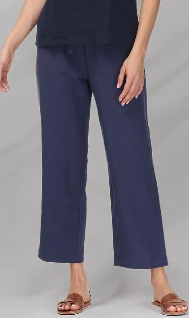 Soojun Women's Linen Blend Drawstring Wide Leg Cropped Pant