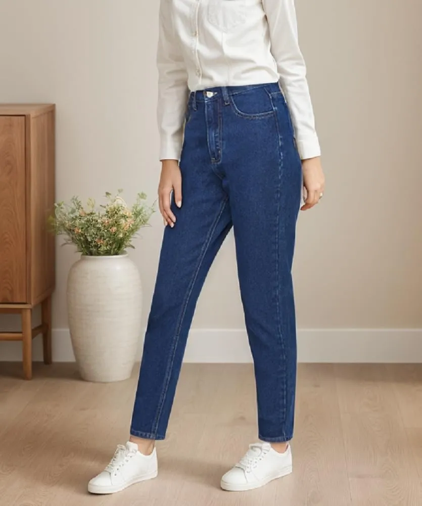Sorrica Women's Juniors Boyfriend Jean Straight-Leg Mom Denim Pants