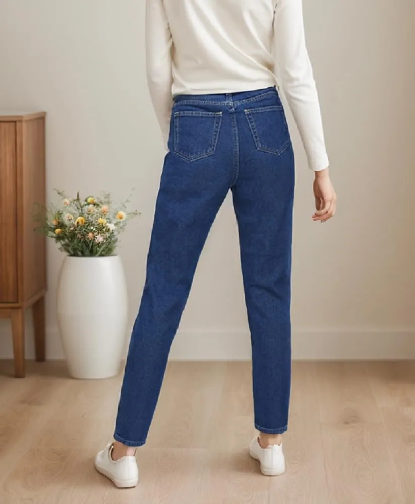 Sorrica Women's Juniors Boyfriend Jean Straight-Leg Mom Denim Pants