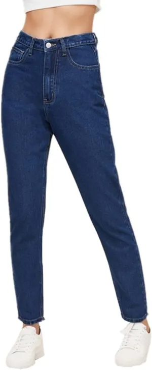 Sorrica Women's Juniors Boyfriend Jean Straight-Leg Mom Denim Pants