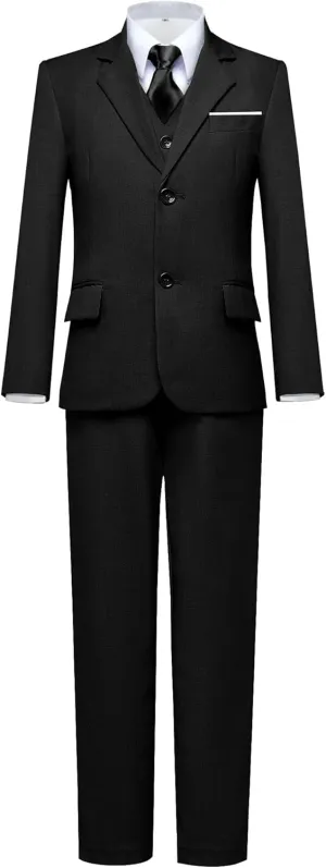 Suit for Boy Formal Slim Fit Tuxedo 5 Pieces Kids Toddler Wedding Outfit Blazer Pants Vest Set Boys Suits