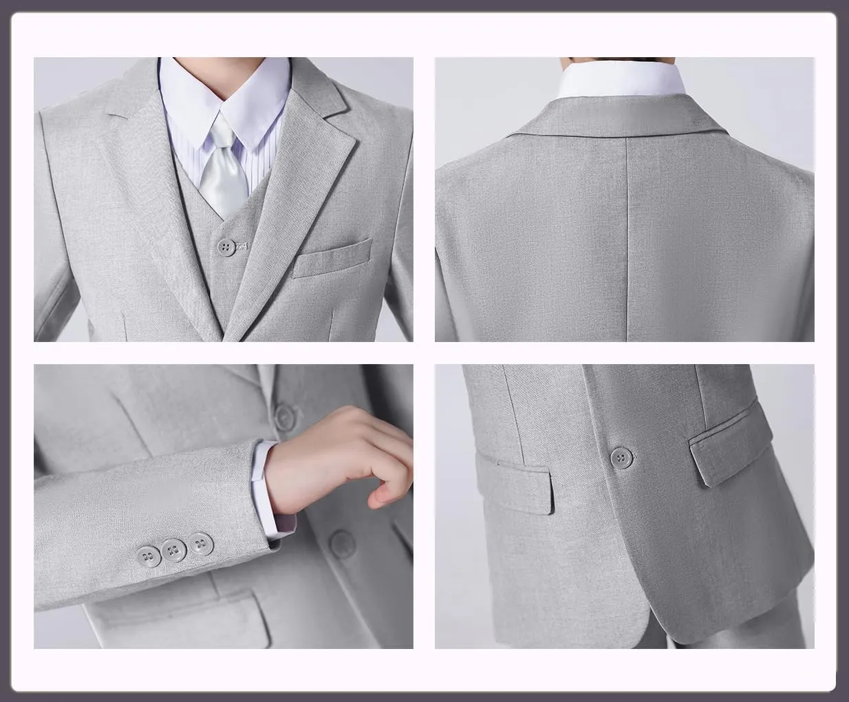 Suit for Boy Formal Slim Fit Tuxedo 5 Pieces Kids Toddler Wedding Outfit Blazer Pants Vest Set Boys Suits