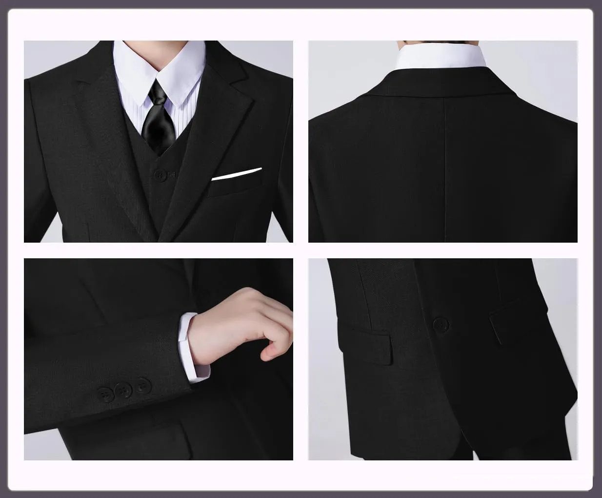 Suit for Boy Formal Slim Fit Tuxedo 5 Pieces Kids Toddler Wedding Outfit Blazer Pants Vest Set Boys Suits