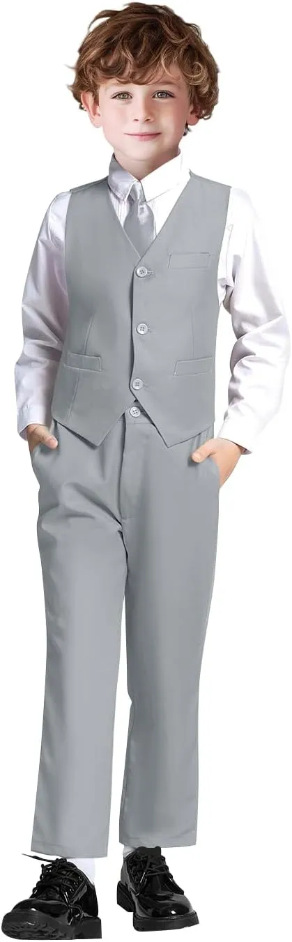 Suit for Boy Formal Slim Fit Tuxedo 5 Pieces Kids Toddler Wedding Outfit Blazer Pants Vest Set Boys Suits