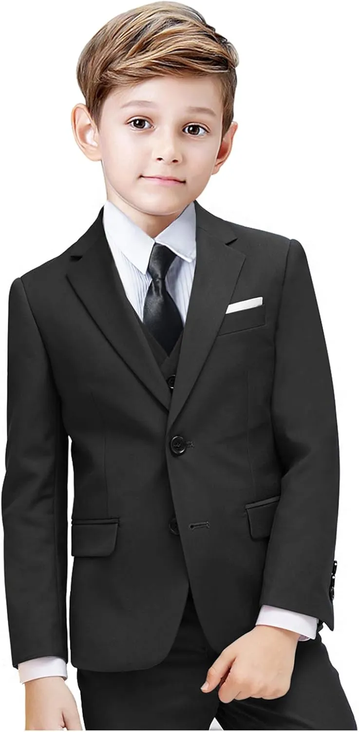 Suit for Boy Formal Slim Fit Tuxedo 5 Pieces Kids Toddler Wedding Outfit Blazer Pants Vest Set Boys Suits
