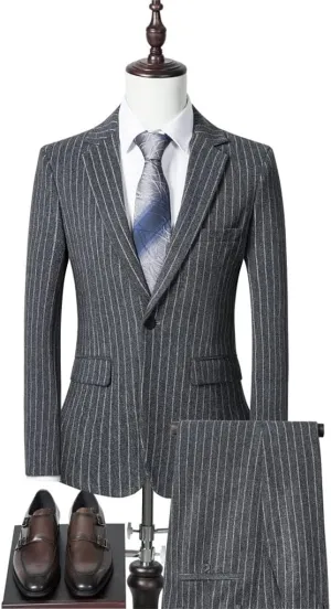 (Suit   Pants British Wool Casual Business Work Banquet Wedding Men's Suit Two-Piece Set