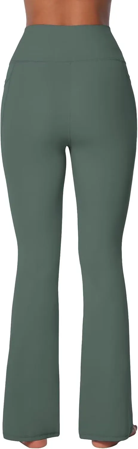 Sunzel Sunzfly Women's Mini Flare Leggings with Pockets High Waisted Tummy Control Yoga Pants Bootcut Workout Gym Casual