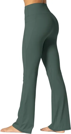 Sunzel Sunzfly Women's Mini Flare Leggings with Pockets High Waisted Tummy Control Yoga Pants Bootcut Workout Gym Casual