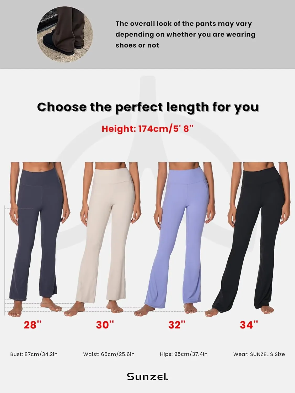 Sunzel Sunzfly Women's Mini Flare Leggings with Pockets High Waisted Tummy Control Yoga Pants Bootcut Workout Gym Casual