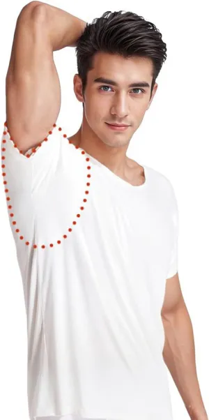 Sweat Proof Undershirt, Men's V Neck Sweatproof Short Sleeve, T-Shirt with Underarm Sweat Pads, Quick-Dry