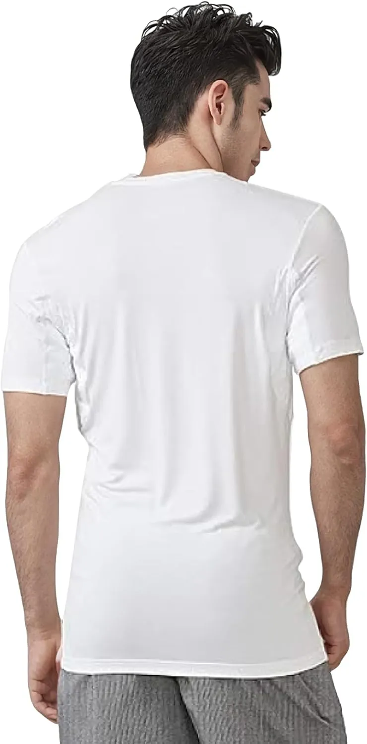 Sweat Proof Undershirt, Men's V Neck Sweatproof Short Sleeve, T-Shirt with Underarm Sweat Pads, Quick-Dry