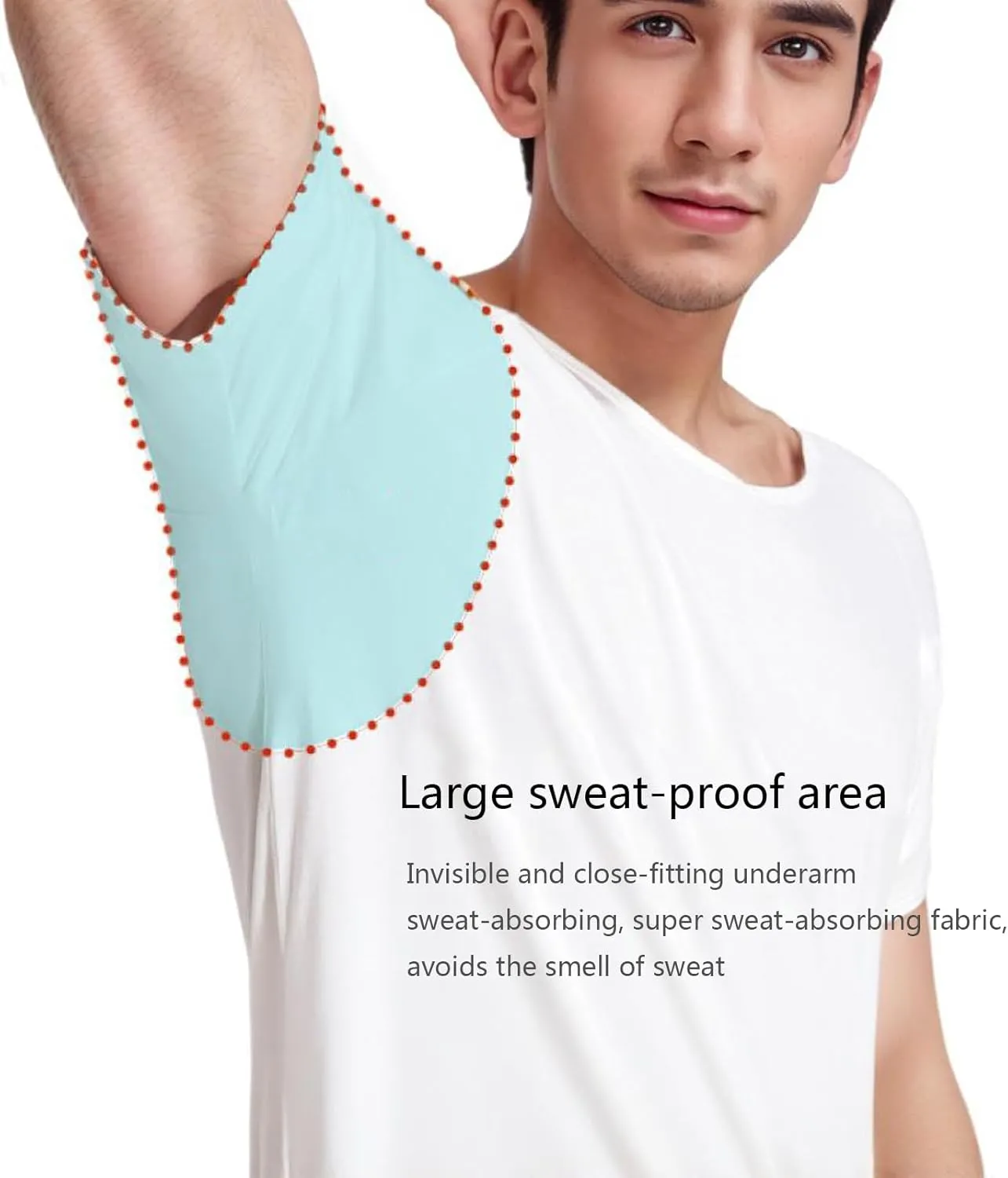 Sweat Proof Undershirt, Men's V Neck Sweatproof Short Sleeve, T-Shirt with Underarm Sweat Pads, Quick-Dry