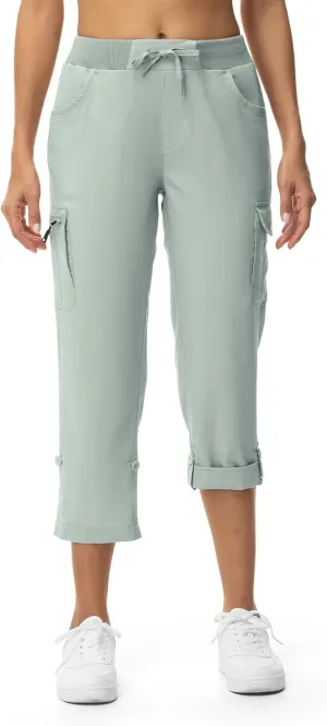 TBMPOY Womens Cargo Capris Lightweight Hiking Pants 6 Pockets Quick Dry Casual Outdoor Trip Loose Shorts Cropped Cotton
