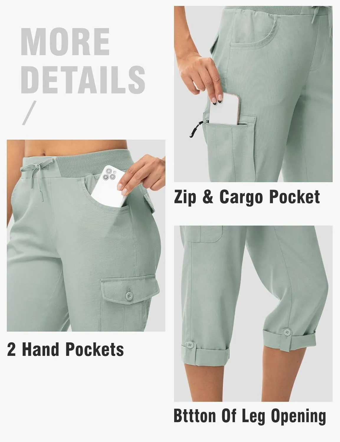 TBMPOY Womens Cargo Capris Lightweight Hiking Pants 6 Pockets Quick Dry Casual Outdoor Trip Loose Shorts Cropped Cotton