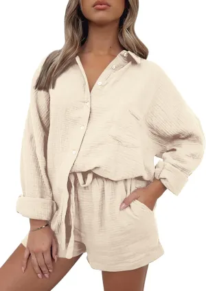 Trendy Queen Two Piece Sets For Women Summer Short Sets Beach Vcation Lounge Pajama 2 Piece Spring Outfits Fashion 2025