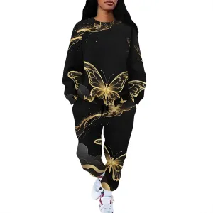 Two Piece Outfits for Women Lounge Sets Casual Travel Sweatsuits Long Sleeve Pullover And Long Pants Loungewear Matching Sets