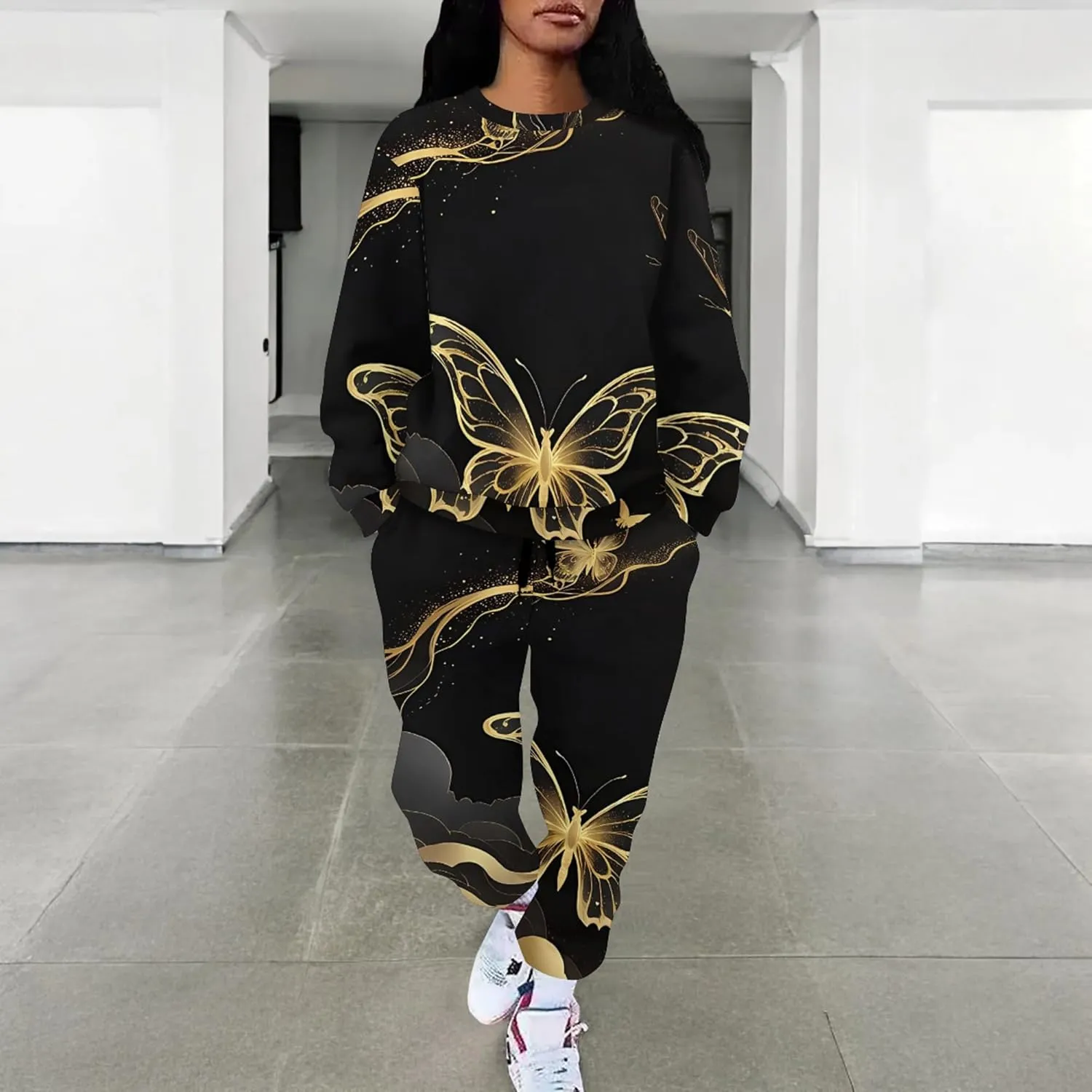 Two Piece Outfits for Women Lounge Sets Casual Travel Sweatsuits Long Sleeve Pullover And Long Pants Loungewear Matching Sets