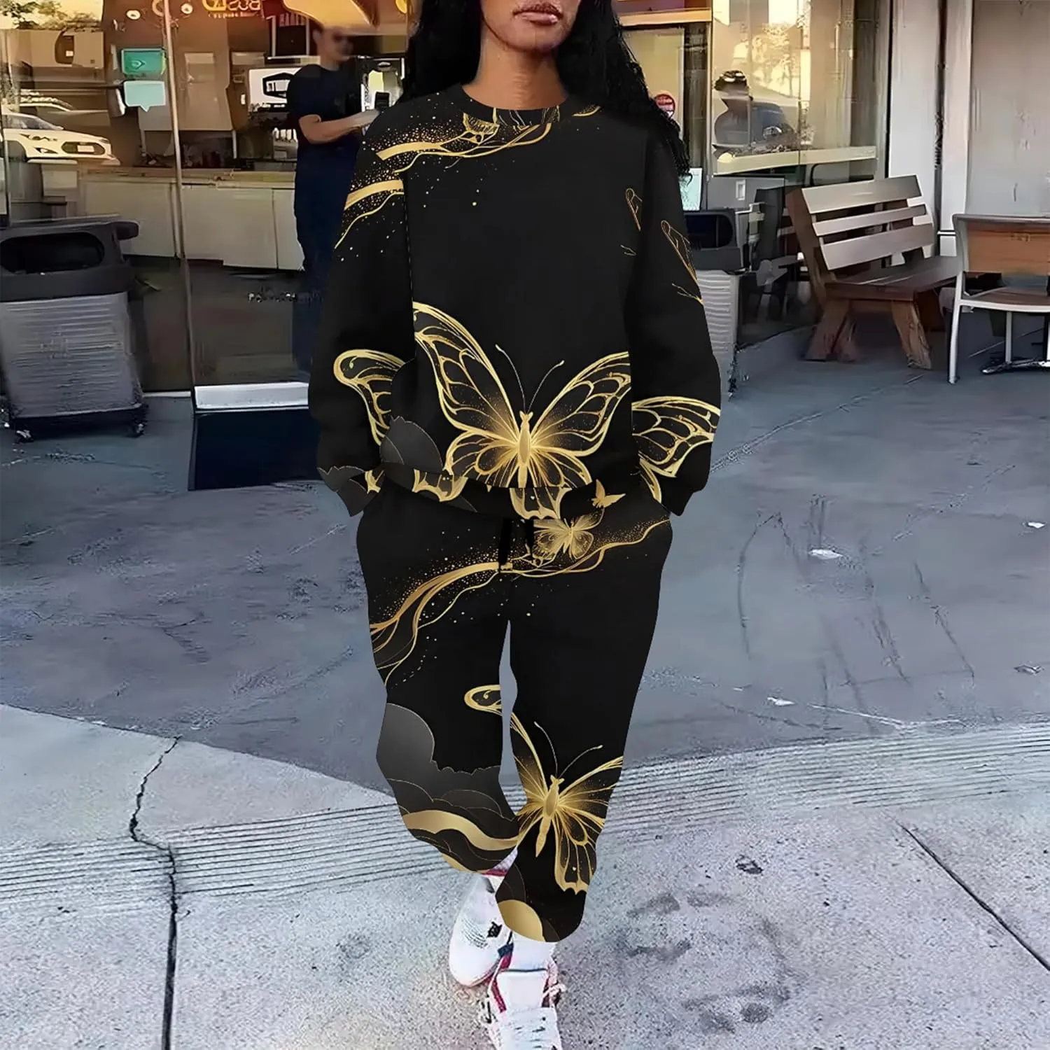 Two Piece Outfits for Women Lounge Sets Casual Travel Sweatsuits Long Sleeve Pullover And Long Pants Loungewear Matching Sets