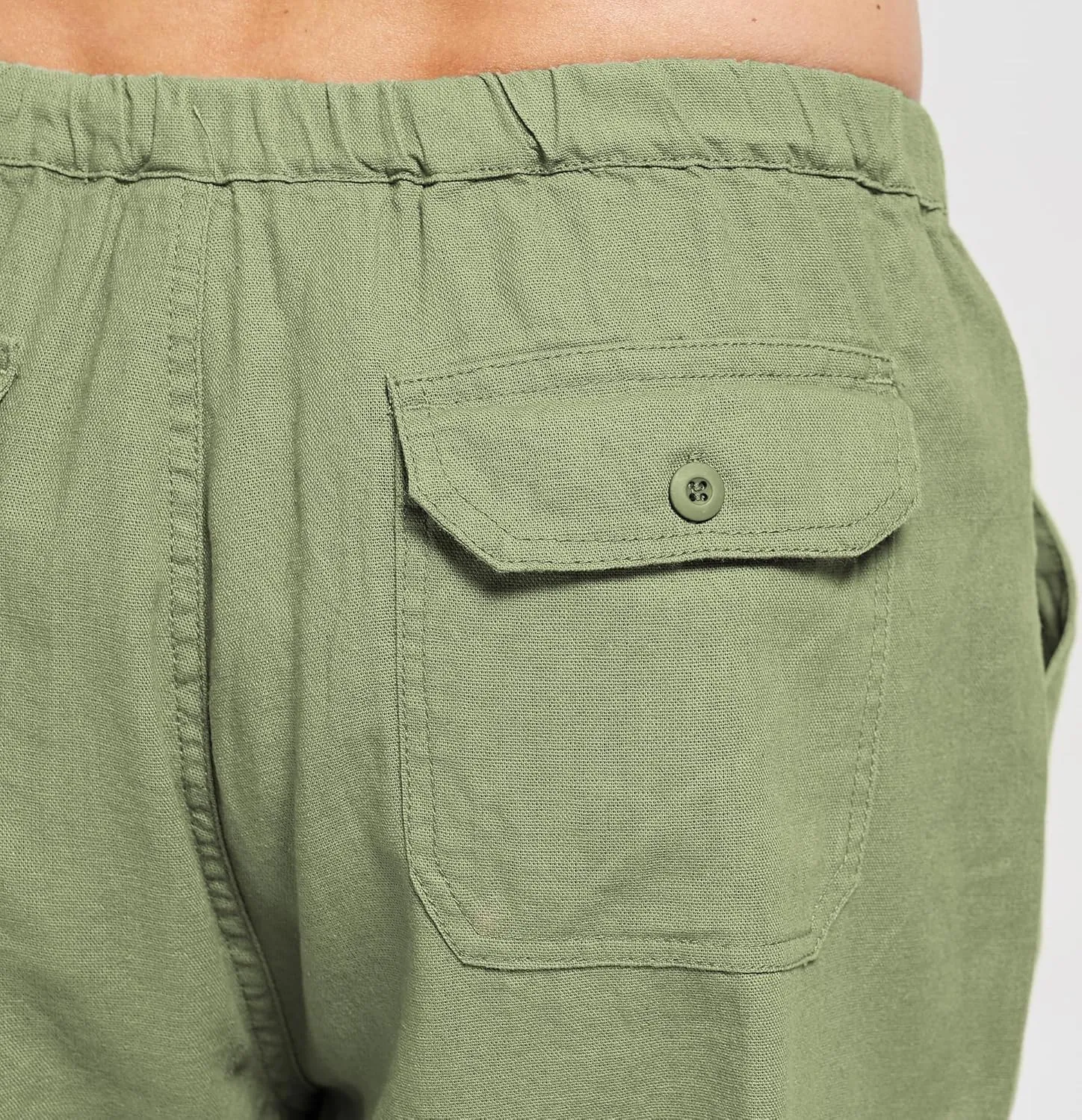 utcoco Qiuse Men's Casual Loose Fit Straight-Legs Stretchy Waist Beach Pants