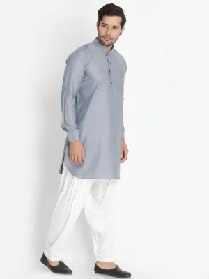 VASTRAMAY Grey Cotton Kurta Patiala Set