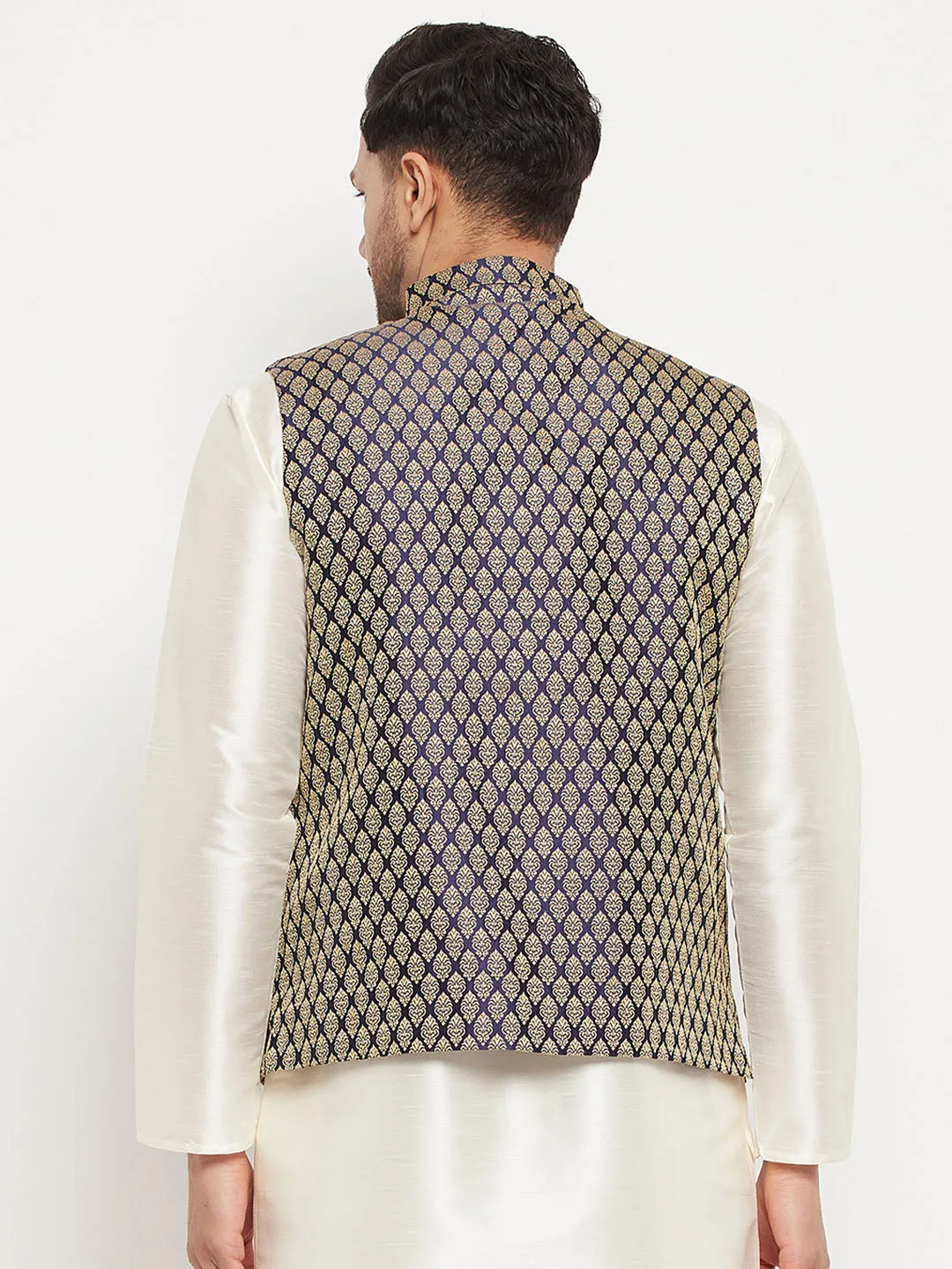 VASTRAMAY Men's Blue Ethnic Jacket