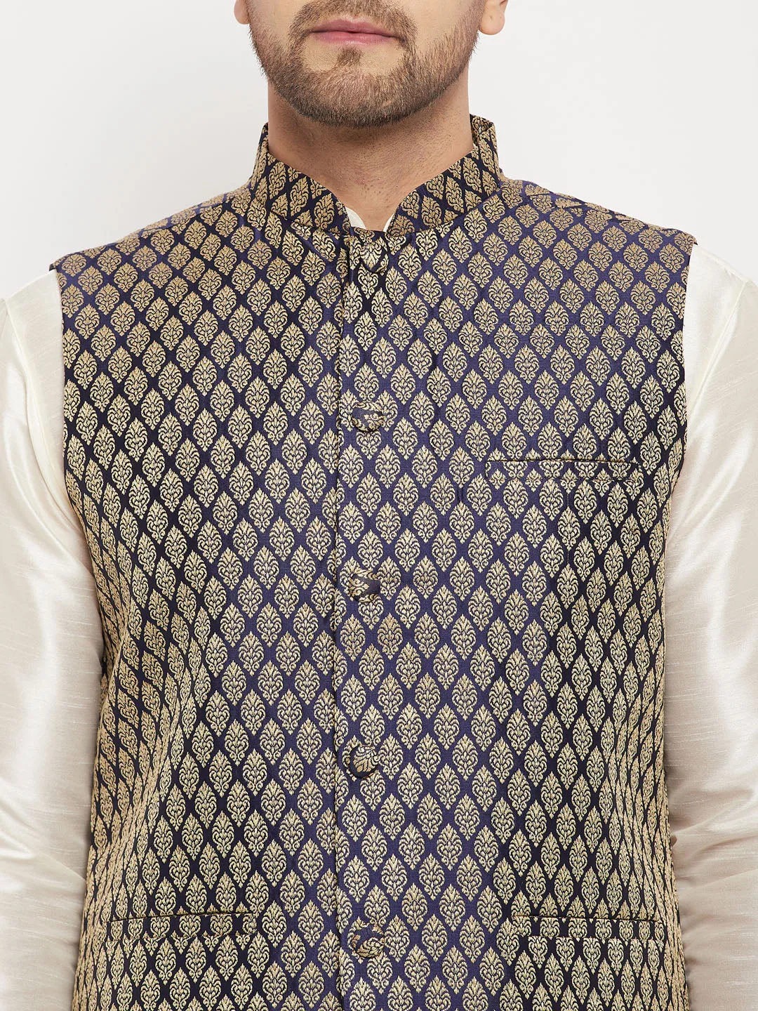 VASTRAMAY Men's Blue Ethnic Jacket
