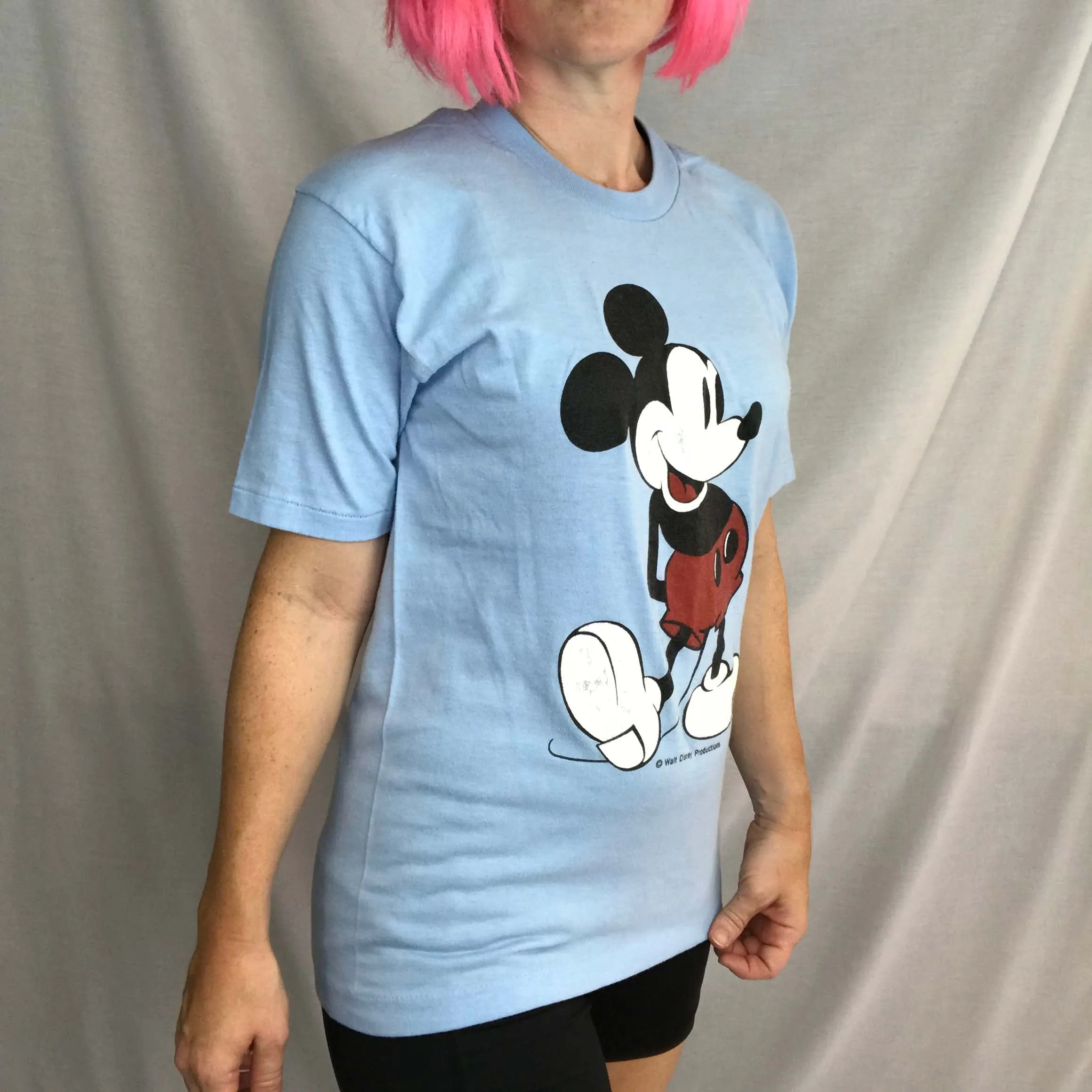 Vintage 80s 90s Blue Mickey Mouse Tee Soft Disneyland Single Stitch T Shirt M/L