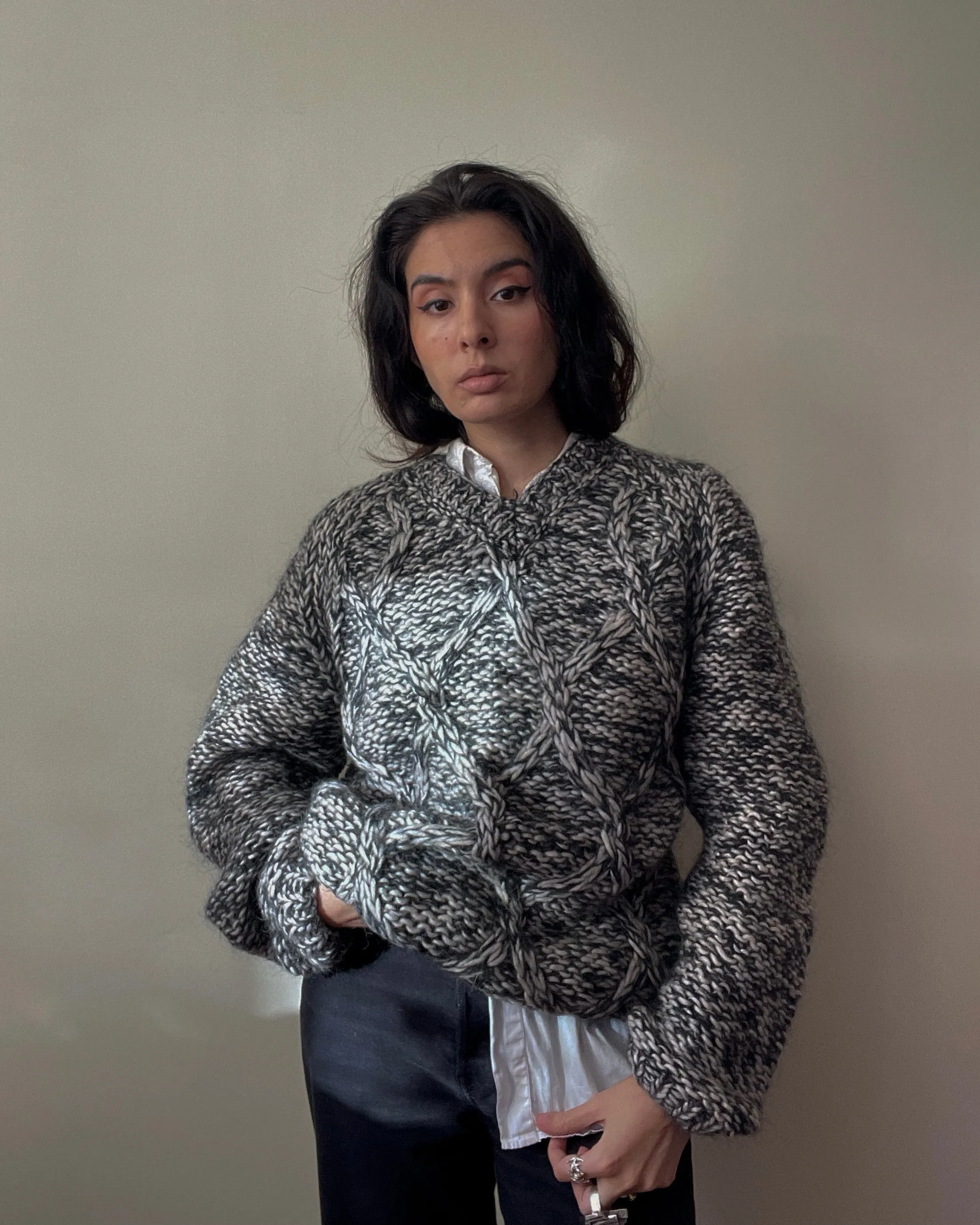 Vintage Chunky Grey Mohair Sweater