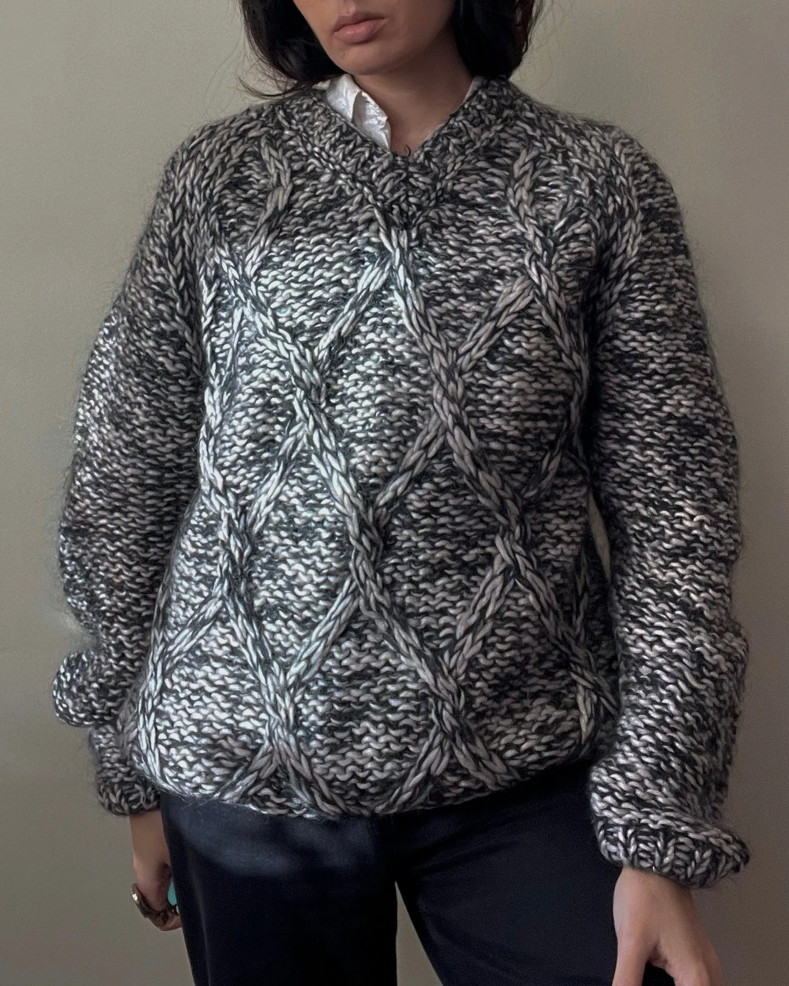 Vintage Chunky Grey Mohair Sweater