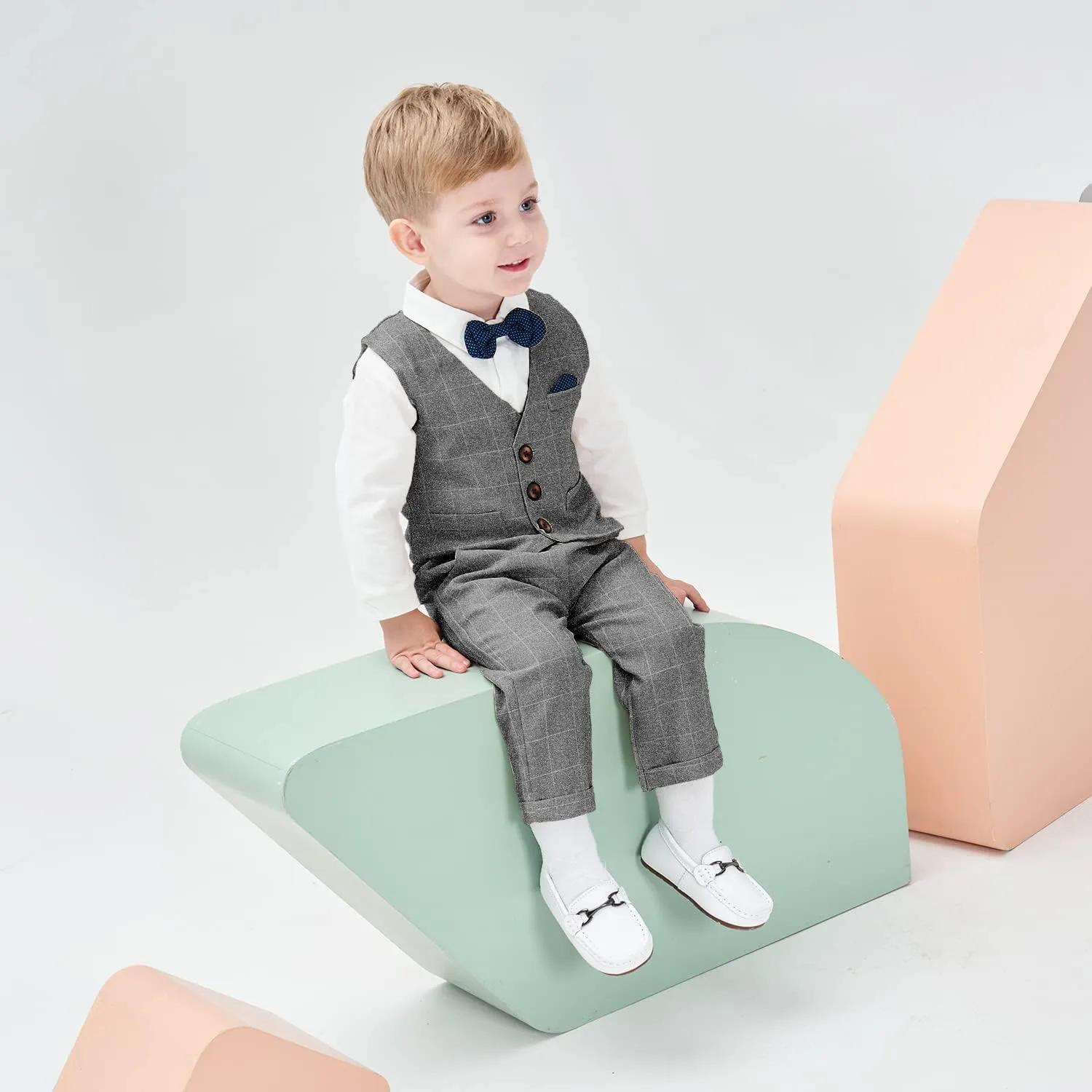 Volunboy Baby Boy Suit Toddler Formal Outfit Kids 3 Piece Vest Gentleman Clothes Long Sleeve Shirt and Pants Set
